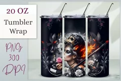 Add a bold gothic touch to your tumbler with our athlete skull design, perfect for sports fans and Halloween. High-quality sublimation wrap for 20 oz tumblers.