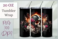 Add a bold gothic touch to your tumbler with our athlete skull design, perfect for sports fans and Halloween. High-quality sublimation wrap for 20 oz tumblers.