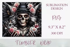 Add a bold gothic touch to your tumbler with our athlete skull design, perfect for sports fans and Halloween. High-quality sublimation wrap for 20 oz tumblers.