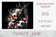 Add a bold gothic touch to your tumbler with our athlete skull design, perfect for sports fans and Halloween. High-quality sublimation wrap for 20 oz tumblers.