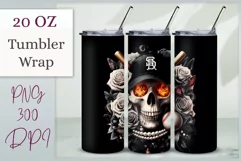 Add a bold gothic touch to your tumbler with our athlete skull design, perfect for sports fans and Halloween. High-quality sublimation wrap for 20 oz tumblers.
