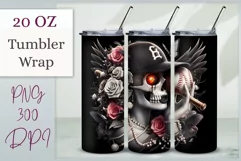 Add a bold gothic touch to your tumbler with our athlete skull design, perfect for sports fans and Halloween. High-quality sublimation wrap for 20 oz tumblers.