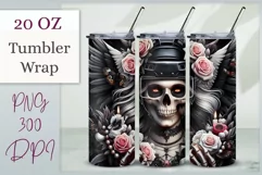 Add a bold gothic touch to your tumbler with our athlete skull design, perfect for sports fans and Halloween. High-quality sublimation wrap for 20 oz tumblers.