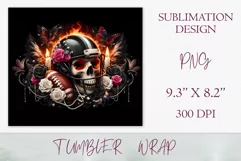 Add a bold gothic touch to your tumbler with our athlete skull design, perfect for sports fans and Halloween. High-quality sublimation wrap for 20 oz tumblers.