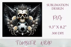 Add a bold gothic touch to your tumbler with our athlete skull design, perfect for sports fans and Halloween. High-quality sublimation wrap for 20 oz tumblers.