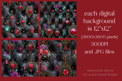 Gothic Patterns, Black Leather x Jewels Seamless Pattern, s1 Product Image 2
