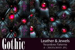 Gothic Patterns, Black Leather x Jewels Seamless Pattern, s2 Product Image 1