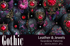Gothic Patterns, Black Leather x Jewels Seamless Pattern, s3 Product Image 1