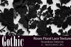 Gothic Patterns, Black Roses Damask Seamless Pattern, s1 Product Image 1