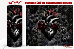 Gothic floral tumbler sublimation Floral heart Black cat Product Image 1