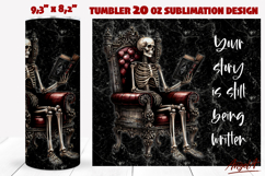 Gothic Book Lover tumbler Skeleton reading a book quote Product Image 1