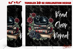 Gothic Book Lover tumbler Read Sleep Repeat quote Back cat Product Image 1