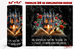 Gothic Book Lover tumbler Open book Back cat Reading quote Product Image 1