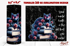 Gothic Book Lover tumbler Back cat Reading quote sublimation Product Image 1