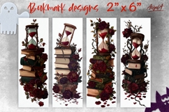 Dark Gothic bookmark designs, vintage watercolor sublimation Product Image 1