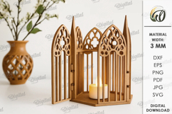 Gothic Candle Holder Laser Cut. Gothic Lantern SVG Product Image 1