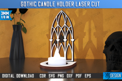 Gothic Candle Holder Laser Cut|Seasonal Home Décor|Halloween Product Image 1