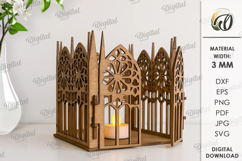 Gothic Candle Holder Laser Cut. Gothic Lantern SVG Product Image 1