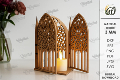 Gothic Candle Holder Laser Cut. Gothic Lantern SVG Product Image 1