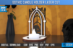 Gothic Candle Holder Laser Cut|Seasonal Home Décor|Halloween Product Image 1