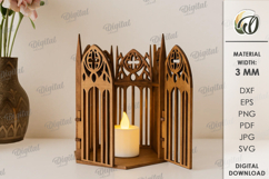 Gothic Candle Holder Laser Cut. Gothic Lantern SVG Product Image 1