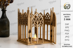 Gothic Candle Holder Laser Cut. Gothic Lantern SVG Product Image 1