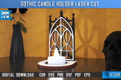 Gothic Candle Holder Laser Cut|Seasonal Home Décor|Halloween Product Image 1