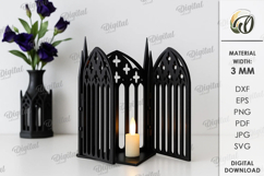 Gothic Candle Holder Laser Cut. Gothic Lantern SVG Product Image 1
