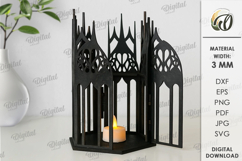 Gothic Candle Holder Laser Cut. Gothic Lantern SVG Product Image 1