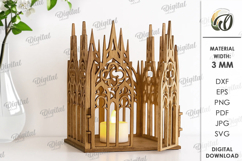 Gothic Candle Holder Laser Cut. Gothic Lantern SVG Product Image 1