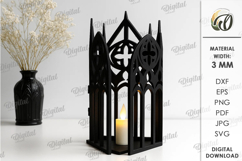 Gothic Candle Holder Laser Cut. Gothic Lantern SVG Product Image 1