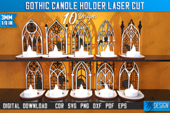 Gothic Candle Holders Laser Cut Bundle, Tea Light Holder Product Image 1