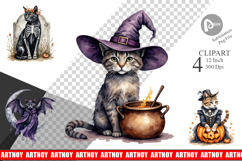 Gothic Catloween Clipart Product Image 1