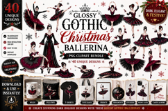 Glossy Gothic Christmas Ballerina Clipart Bundle Product Image 1