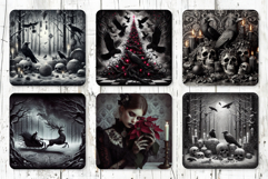 66 Gothic Christmas Square Coaster Bundle Sublimation PNG Product Image 11