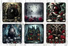66 Gothic Christmas Square Coaster Bundle Sublimation PNG Product Image 12