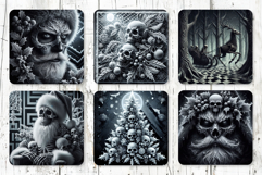 66 Gothic Christmas Square Coaster Bundle Sublimation PNG Product Image 13