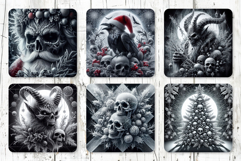66 Gothic Christmas Square Coaster Bundle Sublimation PNG Product Image 4