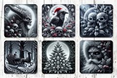 66 Gothic Christmas Square Coaster Bundle Sublimation PNG Product Image 5