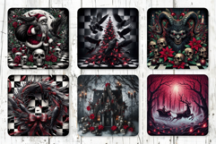 66 Gothic Christmas Square Coaster Bundle Sublimation PNG Product Image 6