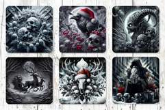 66 Gothic Christmas Square Coaster Bundle Sublimation PNG Product Image 7