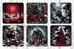 66 Gothic Christmas Square Coaster Bundle Sublimation PNG Product Image 9
