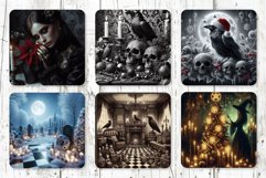 66 Gothic Christmas Square Coaster Bundle Sublimation PNG Product Image 10