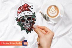 Gothic Christmas Skull Sticker, Christmas Skull Sticker Product Image 1