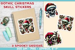 Gothic Christmas Skull Stickers. Printable Spooky Stickers Product Image 1