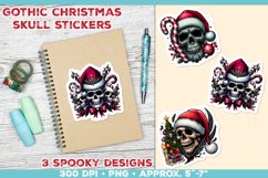 Gothic Christmas Skull Stickers. Printable Spooky Stickers Product Image 1