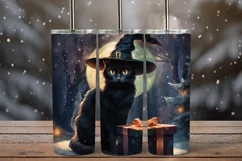 Gothic Christmas witchy cat with present 20oz tumbler