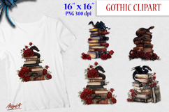 Gothic book lover clipart bundle, Gothic floral designs PNG Product Image 15