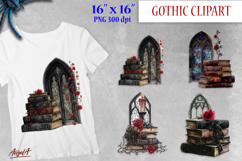 Gothic clipart, vintage book clipart, stack of books, window Product Image 1