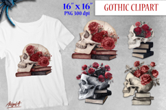 Gothic book lover clipart bundle, Gothic floral designs PNG Product Image 13